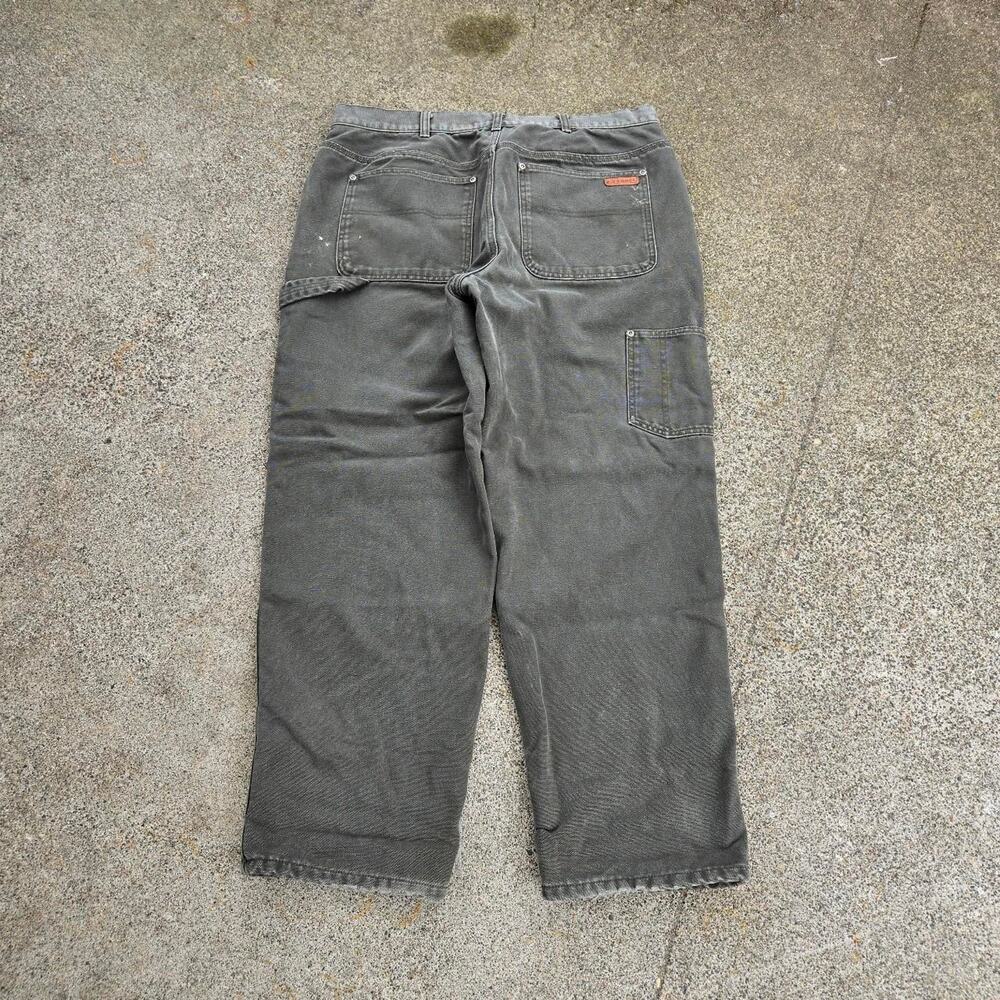 Vtg SOREL Leather Patch Earthtone Workwear Flannel Lined Cargo Pants 35" Fit